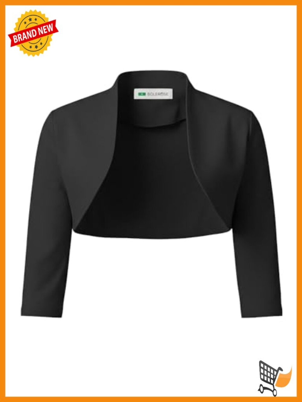 Womens Bolero Shrug 3/4 Sleeve Cropped Open Front Formal Sweater